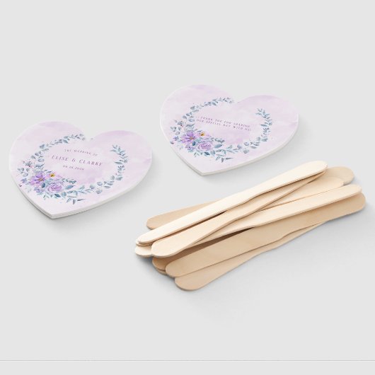 Periwinkle Lila Peony Wreath Weddenschap Custom Handwaaier (Niet-gemonteerd)