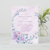 Periwinkle Lila Peony Wreath Wedding Shower Kaart (Staand voorkant)