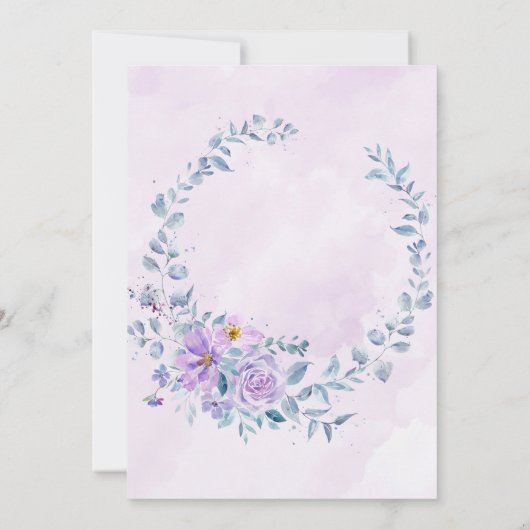Periwinkle Lila Peony Wreath Wedding Shower Kaart (Achterkant)