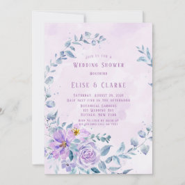 Periwinkle Lila Peony Wreath Wedding Shower Kaart