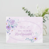 Periwinkle Lila Peony zal je mijn Bridesmaid zijn Kaart (Staand voorkant)