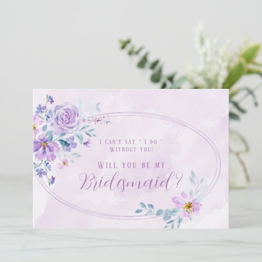 Periwinkle Lila Peony zal je mijn Bridesmaid zijn Kaart (Staand voorkant)