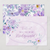 Periwinkle Lila Peony zal je mijn Bridesmaid zijn Kaart (Voorkant / Achterkant)