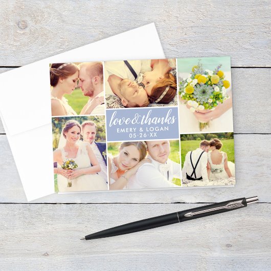 Periwinkle Love and Bedankt Wedding Photo Collage