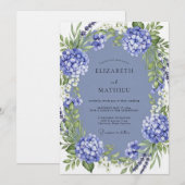 Periwinkle Lush Botanical Wedding Kaart (Voorkant / Achterkant)
