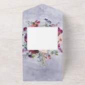 Periwinkle Maroon & Blush Rustiek Bloemen Diner All In One Uitnodiging (Buitenkant)