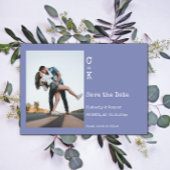 Periwinkle minimalistisch monogram foto save the date