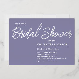 Periwinkle Minimalistisch Vrijgezellenfeest Silver Folie Uitnodiging