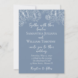 Periwinkle Modern Boho Floral Minimalist Wedding Kaart