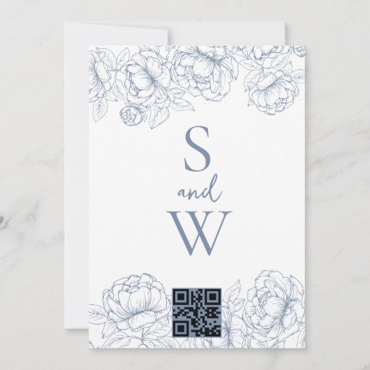 Periwinkle Modern Boho Floral Minimalist Wedding Kaart (Achterkant)