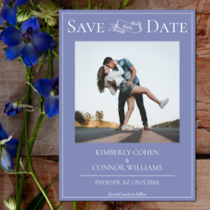Periwinkle Moderne Foto Opslaan van de Datum Save The Date