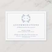 Periwinkle monogram bruiloft informatiekaartje (Voorkant)