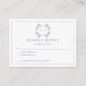  Periwinkle Monogram Bruiloft RSVP Kaart (Voorkant)