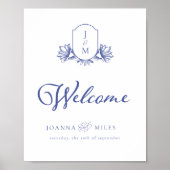 Periwinkle  Monogram Crest Welkomstteken Poster (Voorkant)