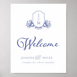 Periwinkle  Monogram Crest Welkomstteken Poster