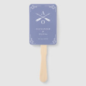 Periwinkle Monogram en pijlen bruiloft gunst Handwaaier (Voorkant)