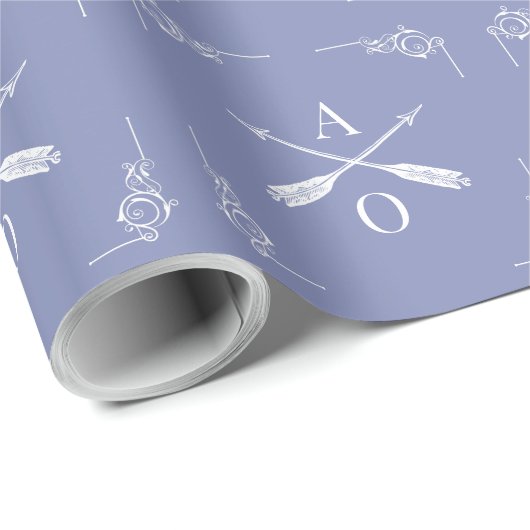 Periwinkle Monogram en pijlen Cadeaupapier (Rol Hoek)
