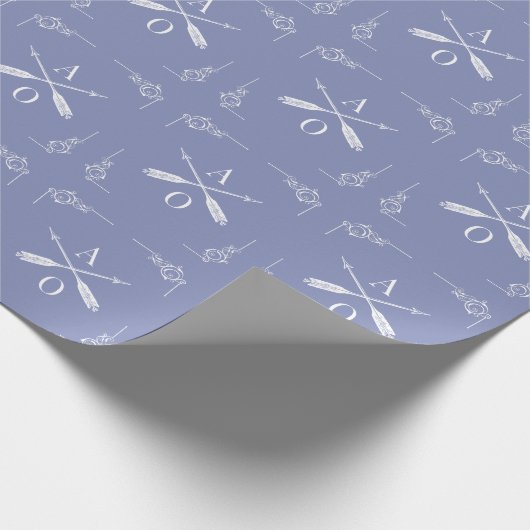 Periwinkle Monogram en pijlen Cadeaupapier (Hoek)