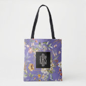 Periwinkle Monogram Fine Art Bloemen Schouderschou Tote Bag (Voorkant)