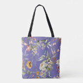 Periwinkle Monogram Fine Art Bloemen Schouderschou Tote Bag (Achterkant)