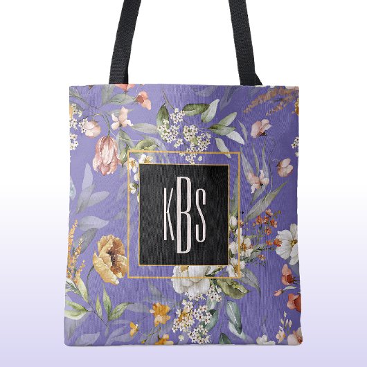 Periwinkle Monogram Fine Art Bloemen Schouderschou Tote Bag