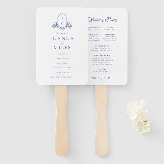 Periwinkle Monogram Programma Handtekening Fan Handwaaier (Voorkant en achterkant)