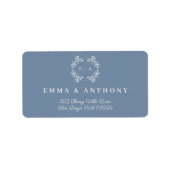 Periwinkle Monogram Wedding Script Etiket (Voorkant)