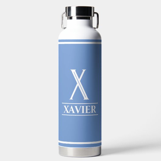 Periwinkle Monogrammed Waterfles (Voorkant)