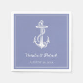 Periwinkle Nautische Anker Bruiloft Papier Servett Servet (Voorkant)