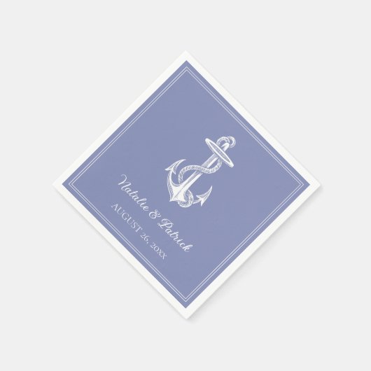 Periwinkle Nautische Anker Bruiloft Papier Servett Servet (Hoek)