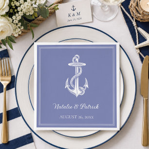 Periwinkle Nautische Anker Bruiloft Papier Servett Servet