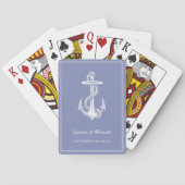 Periwinkle nautische anker bruiloft speelkaarten (Achterkant)