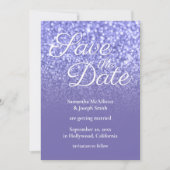 Periwinkle Ombre Glitter sparen de Datum Kaart (Voorkant)