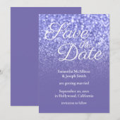 Periwinkle Ombre Glitter sparen de Datum Kaart (Voorkant / Achterkant)