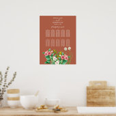 Periwinkle Oranje Terracotta Wedding Seding Chart Poster (Keuken)