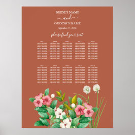 Periwinkle Oranje Terracotta Wedding Seding Chart Poster