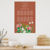 Periwinkle Oranje Terracotta Wedding Seding Chart Poster (Keuken)