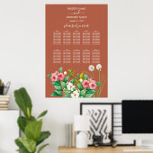 Periwinkle Oranje Terracotta Wedding Seding Chart Poster (Thuiskantoor)
