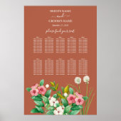 Periwinkle Oranje Terracotta Wedding Seding Chart Poster (Voorkant)
