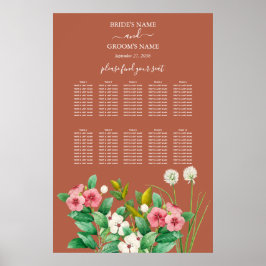 Periwinkle Oranje Terracotta Wedding Seding Chart Poster