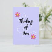 Periwinkle Paars en Flowers Denk aan je Kaart (Staand voorkant)