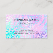 Periwinkle Paars Glitter Iridescent Leopard Visitekaartje (Achterkant)