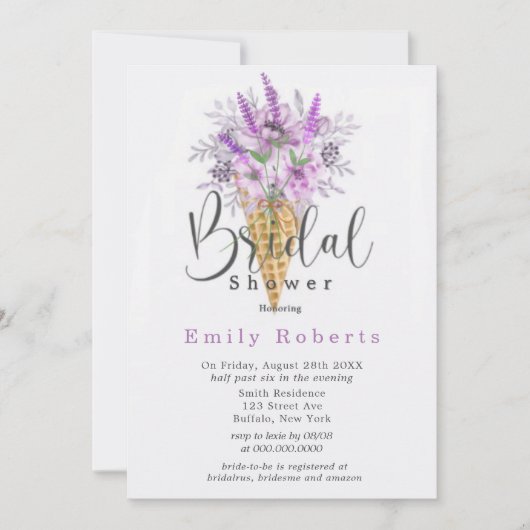 Periwinkle Paars Ice Cone Vrijgezellenfeest Inv Kaart (Voorkant)