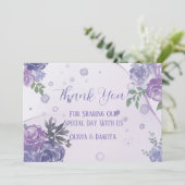 Periwinkle Paars Peony Alcohol Ink Hartelijk dank Kaart (Staand voorkant)
