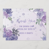 Periwinkle Paars Peony Alcohol Ink Hartelijk dank Kaart (Voorkant / Achterkant)
