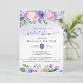 Periwinkle Paars Pink Floral Vrijgezellenfeest Inv Kaart (Staand voorkant)