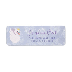 Periwinkle Paars Swan Princess Return Address Etiket