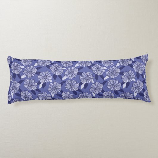 Periwinkle Paarse Floral Pattern Lichaamskussen (Achterkant)