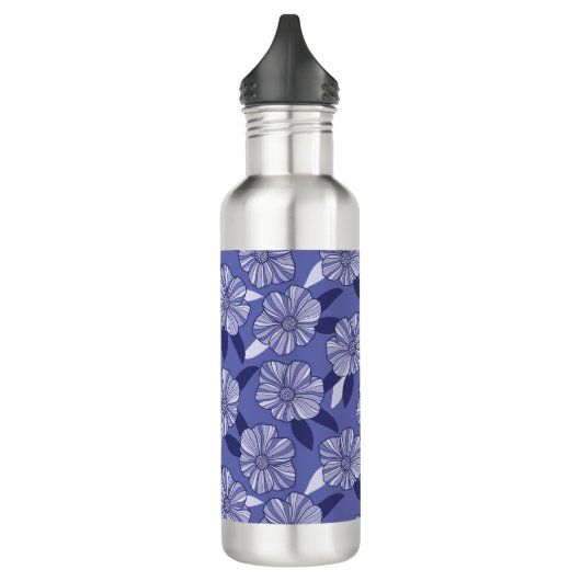 Periwinkle Paarse Floral Pattern Waterfles (Links)