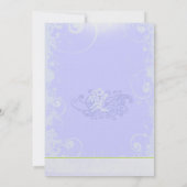 Periwinkle Paarse Kanji Love Swirl Wedding Kaart (Achterkant)